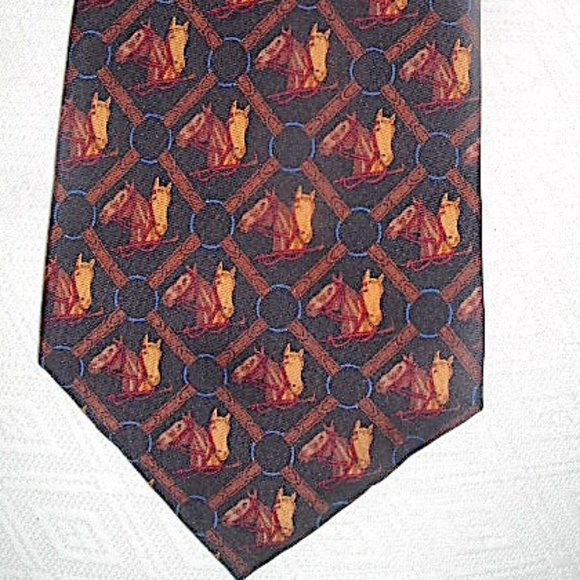 .POLO BY RALPH LAUREN 100% SILK EQUESTRIAN horses neck TIE NWT Brown black